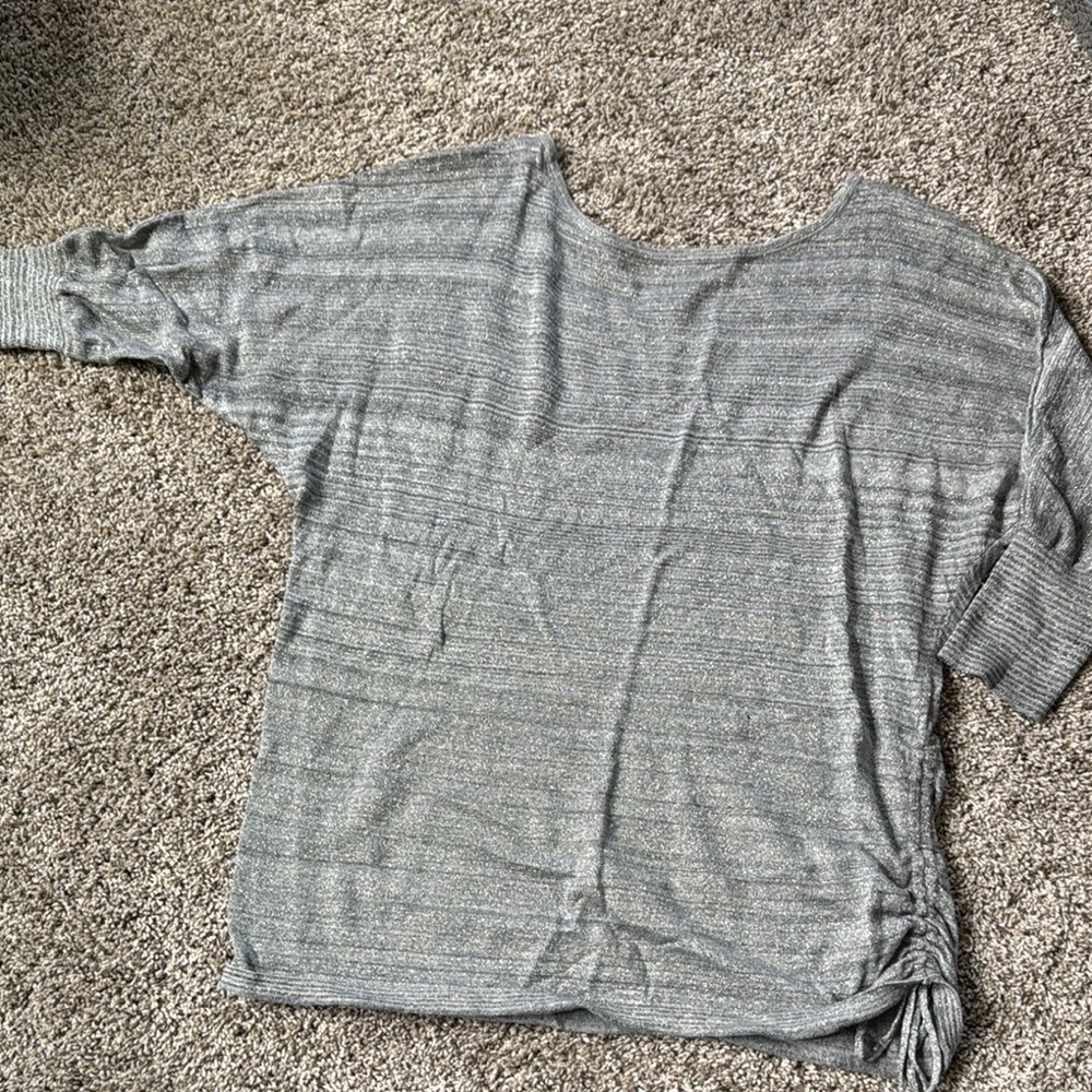 Express Gray Dolman Sleeve Ribbed T-Shirt